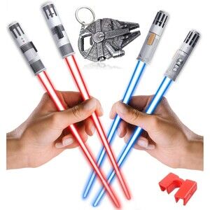 Luxxis Lightsaber Chopsticks LightUp Star Wars Chopstick 2Pcs Free Bottle Opener